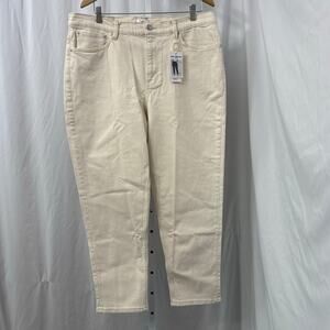 MNG by Mango Jeans Womens Size 16 Mom Comfort High Waist Ankle Beige